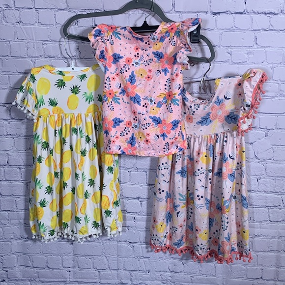 Mila & Rose Toddler Girls Bundle of 2 Dresses & 1 Top Floral Pineapple Size 3T - Picture 9 of 9